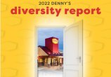 Yellow background with Denny's logo and "2022 Denny's Diversity Report" text