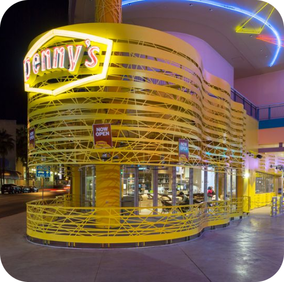 Denny's front signage on Fremont Street in Las Vegas